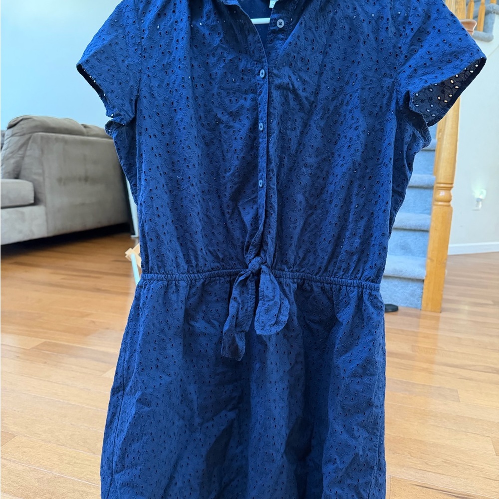 J. Crew Navy Blue Eyelet Dress